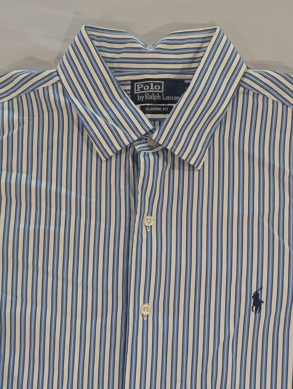 Polo Ralph Lauren Shirt Mens XL Blue Striped Long Sleeve Button Up Dress